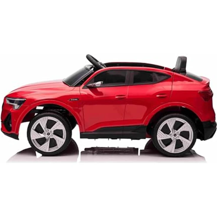 Beneo Motors Elektrisches Kinderauto Audi E-tron Sportback 12V, rot, mit breitem Einzelsitz, Dreipunkt-Sicherheitsgurt, 2,4 GHz Fernbedienung, USB/AUX-Eingang, Federung und LED-Beleuchtung – Bild 4