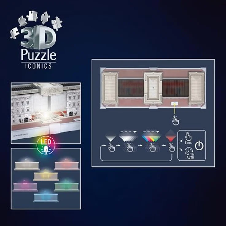 Ravensburger 3D Puzzle Iconics: Buckingham Palace - mit LED Beleuchtung und 216 Puzzleteilen, 18,90 cm x 40,90 cm x 15,90 cm – Bild 7