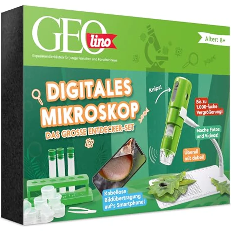 FRANZIS 67184 - GEOLINO Das digitale Mikroskop - 1.000-fache Vergrößerung, kabellose Bildübertragung, inkl. Forscherbuch - Für Kinder ab 8 Jahren – Bild 1