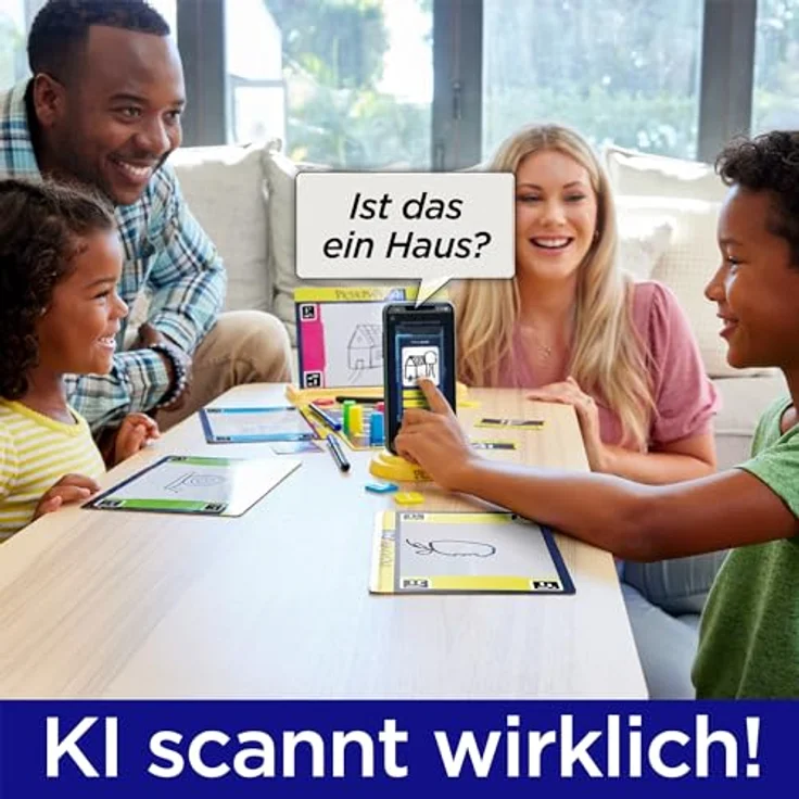 Mattel Games PICTIONARY Vs. KI - Brettspiel mit künstlicher Intelligenz, skizzieren und raten, lustiger Spieleabend für die ganze Familie, Deutsche Version, HYH74 – Bild 2