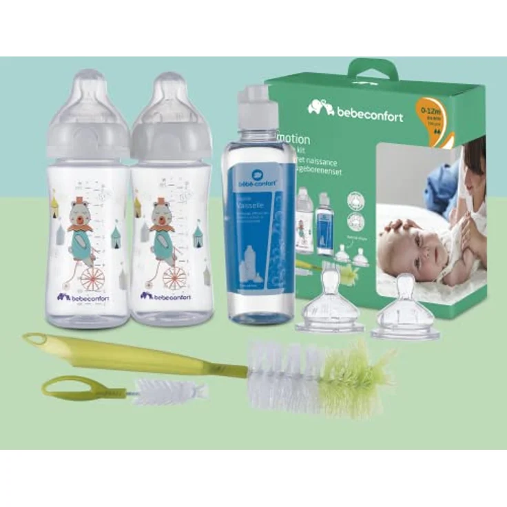 Bebeconfort Emotion Geburtsset, Babyflaschen Geschenkset mit 2x 270 ml Flaschen, 2 Anti-Kolik-Saugern, Flaschenbürste 2 in 1 und Geschirrspülmittel 250 ml, 0-24 Monate – Bild 5