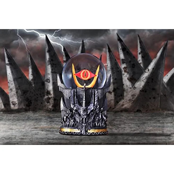 Nemesis Now Herr der Ringe Sauron-Schneekugel, grau, 18 cm mit Flaming Eye und eingeprägtem Ringtext – Bild 2