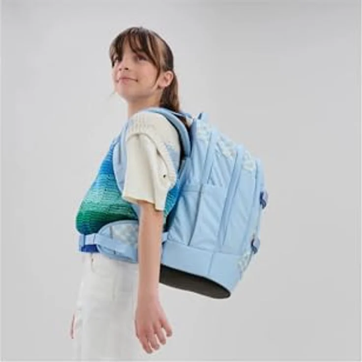 Satch Pack, ergonomischer Schulrucksack mit 30L Stauraum, Organisationsfächern und Reflektormaterial, Sommer Era - Hellblau – Bild 2
