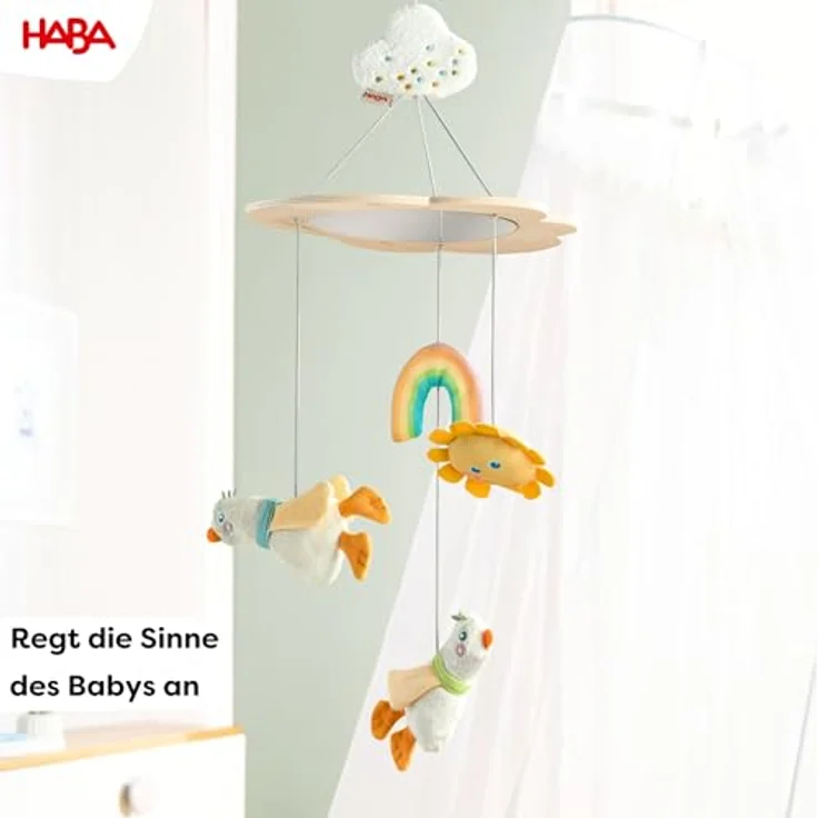 HABA Mobile Gans – Baby-Mobile aus Holz & Stoff, ideal für Kleinkinder ab 0 Jahren, fördert visuelle Entwicklung, Geschenk zur Geburt – Bild 2