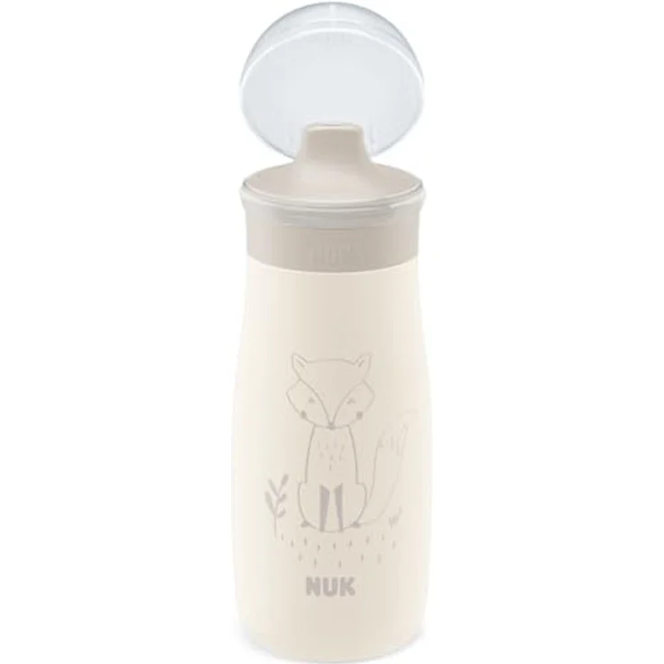 Nuk Edelstahl-Trinkflasche Mini-Me Sip Cup, 300 ml mit bissfestem Trinkaufsatz, auslaufsicher, Beige - Fuchs – Bild 4