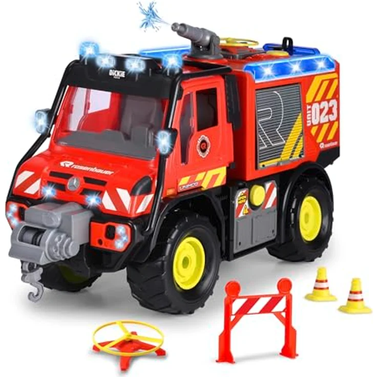 Dickie Toys Unimog U530 Fire Rescue (50 cm) - Großes Feuerwehrauto mit Wasserspritze & Seilwinde per Stick-Controller, Kinder-Spielzeug ab 3 Jahre mit Licht & Sound, inkl. Batterien – Bild 2