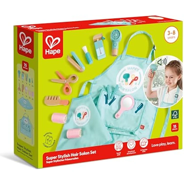 Hape Spielzeug-Frisierkoffer Super stylischer Friseursalon, Kinder-Frisierset mit zahlreichen Stylingutensilien – Bild 2