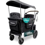 Wonderfold L2 Kombikinderwagen für 2 Kinder, kompakter Bollerwagen mit seitlicher Tür, flexible Sitzbänke, 360°-Räder und Klappmechanismus, schwarz