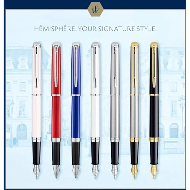 Waterman Hémisphère, Füllfederhalter in Schwarz mit 23 Karat Golddetails, Schreibfarbe Blau – Bild 8