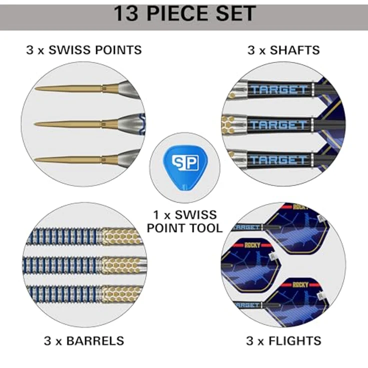 Target Darts Josh Rock Gen 1, 90% Tungsten Steel Tip Darts, 24G, mit Swiss Storm Nano Spitzen und Pro Grip Schäften – Bild 5