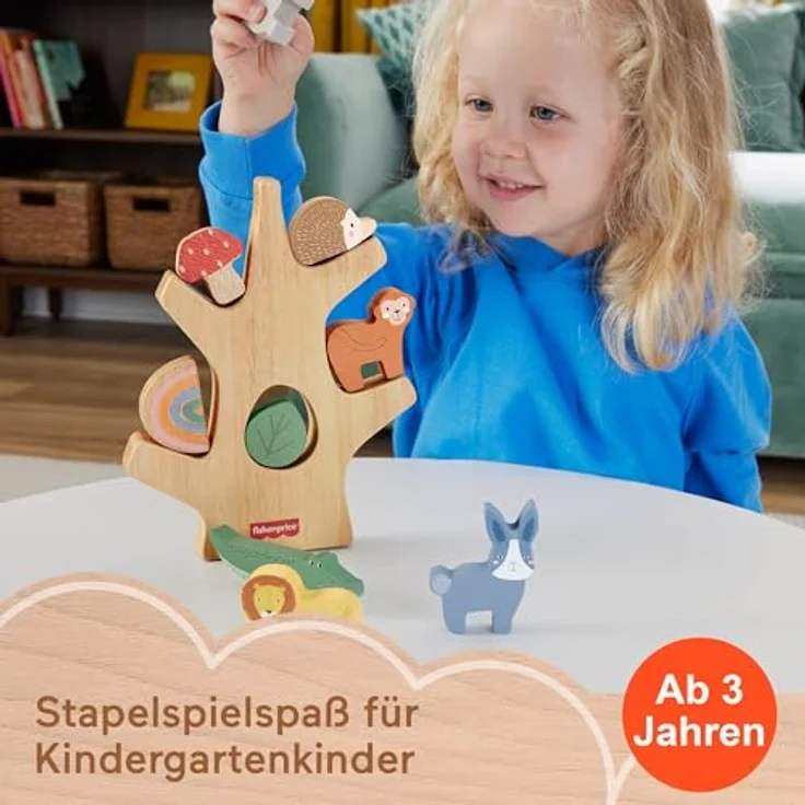 Fisher-Price® Stapelspielzeug Tierspaß Balance-Baum, Holz-Spielset aus nachhaltiger FSC-zertifizierter Waldwirtschaft – Bild 3