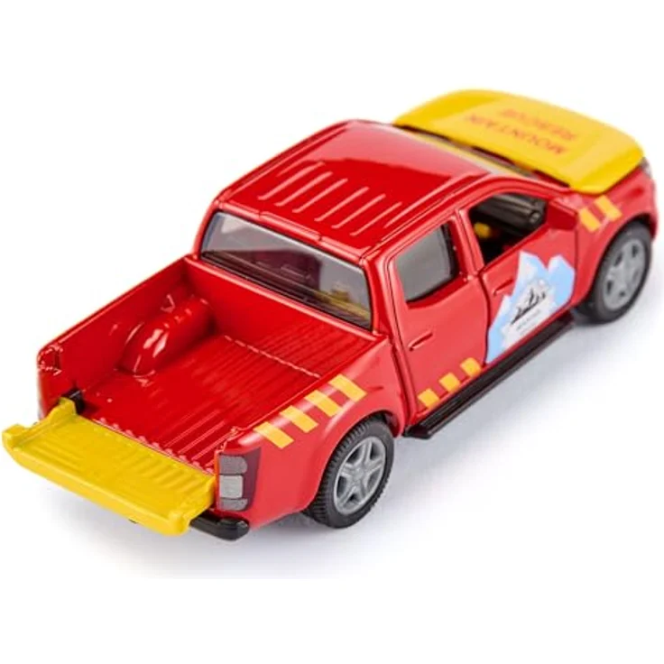 SIKU 1:50 Nissan Navara mit Rettungshubschrauber, Pickup mit Anhängekupplung und drehenden Rotorblättern – Bild 3