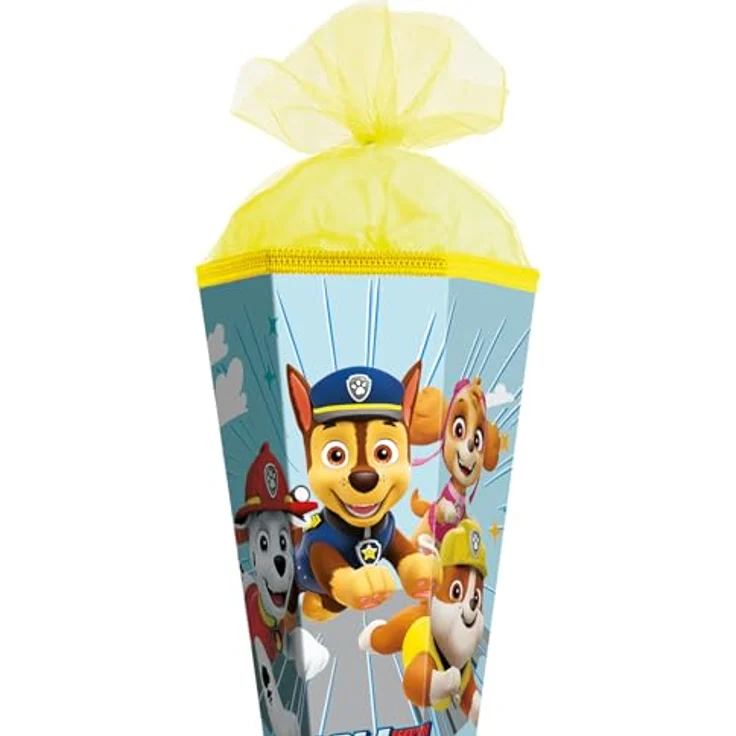 ROTH Schultüte groß Paw Patrol 85 cm, 6-eckig mit Tüllverschluss und ROT(H)-Spitze - Zuckertüte zum Schulanfang mit Chase, Marshall, Rubble und Skye – Bild 2