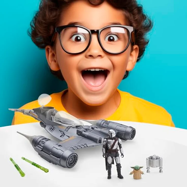Star Wars Epic Hero Series N-1 Sternenjäger des Mandalorianers, große Action-Figur (10 cm) mit Grogu Figur (3 cm) und abnehmbaren Accessoires, 43 cm langes Raumschiff mit schusssicheren Projektile Öffnungen – Bild 5
