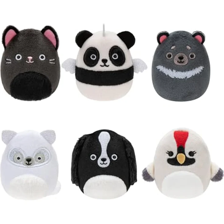 Squishville SQM0509-6er Pack Schwarz-Weiß Squad, superweiche Mini-Squishmallows, 5cm Plüschfiguren – Bild 1
