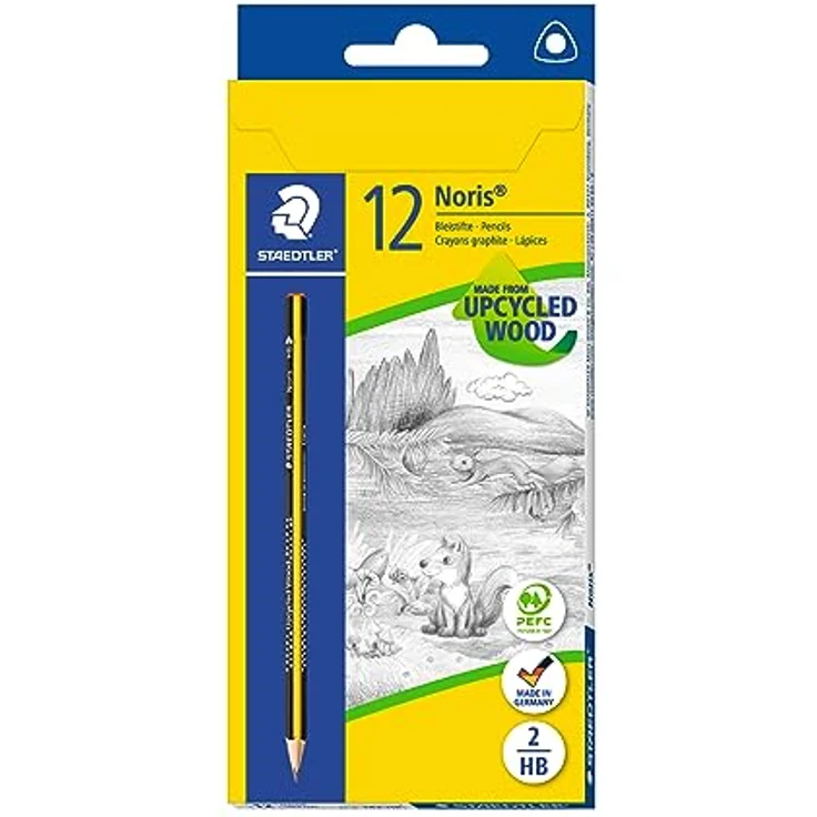 STAEDTLER Bleistift Noris (hohe Bruchfestigkeit, ergonomische Dreikantform, rutschfeste Soft-Oberfläche, Wopex-Material, Härtegrad HB, Kartonetui mit 12 Bleistiften, 183-HB) – Bild 1