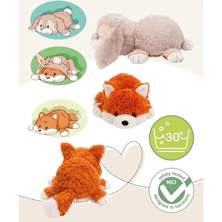 NICI Twistimals Plüsch Hase & Fuchs 2in1, wendbares Kuscheltier in orange, 25cm – Bild 3