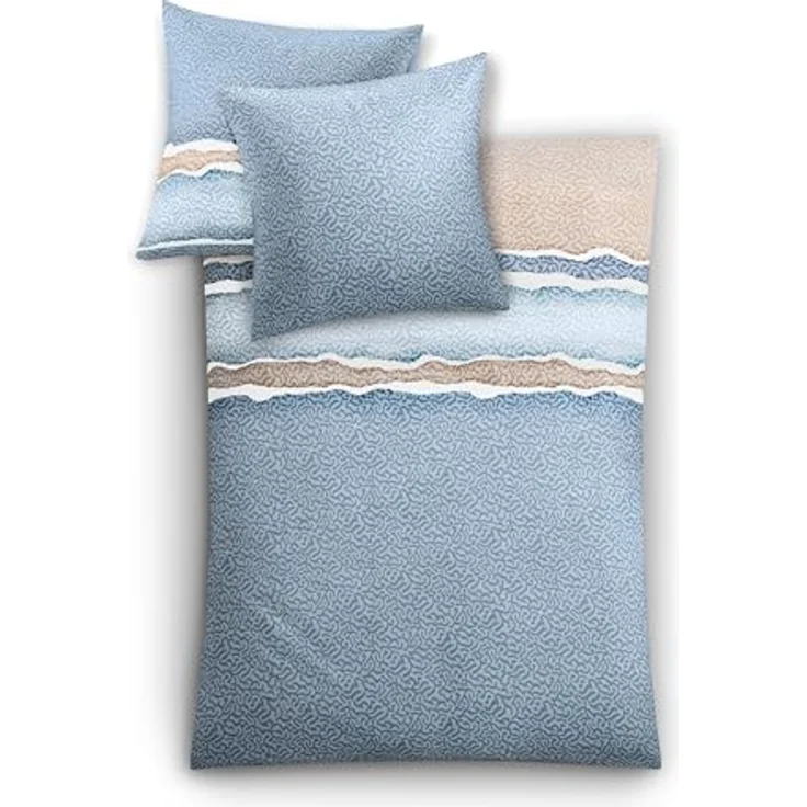 Kleine Wolke Bettwäsche Marea Mako-Satin, kissenbezug Wendeoptik, eisblau-Taupe, Größe 155x220 cm + 80x80 cm – Bild 1
