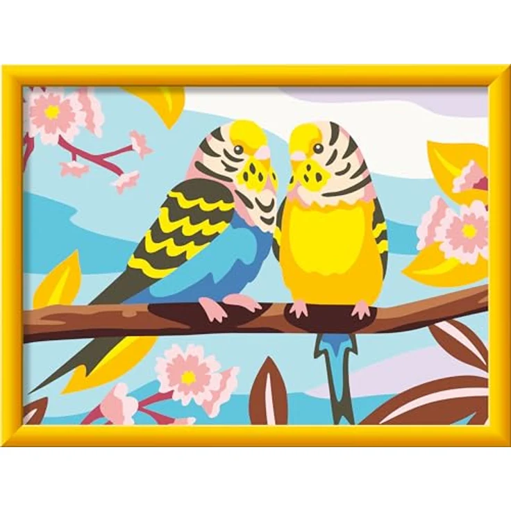 Ravensburger Malen nach Zahlen CreArt, Bunte Wellensittiche, 15 Acrylfarben, Made in Europe – Bild 1