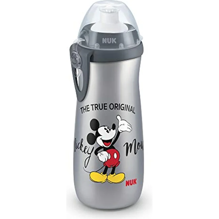 NUK First Choice Mickey Mouse Kinderflasche, 450 ml, grau, mit weichem Trinkschnabel für Kinder ab 36 Monaten – Bild 1