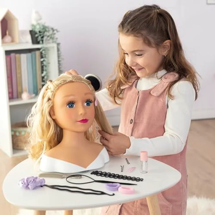 Smoby My Beauty Frisierkopf Blond, Frisierkopf für Kinder mit magischem Lippen-Make-up – Bild 4