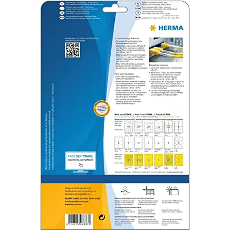 HERMA 8337 Wetterfeste Folienetiketten, 37 x 13 mm, 25 Blatt, bedruckbar, weiß – Bild 2
