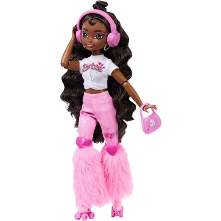 Mattel GmbH Barbie Dream Besties Skate Party Puppe Brooklyn, mit Rollschuh-Accessoires und langem braunem Haar – Bild 4