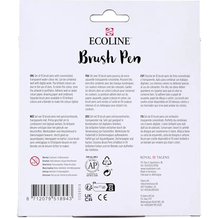 Ecoline Brushpen X10 Botan.Cb, Set mit 10 Pinselstiften in lebendigen Farben, ideal für Aquarell und Handlettering – Bild 2