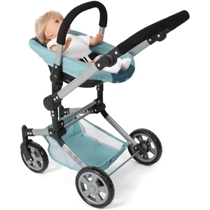 Bayer Chic 2000 Puppen-Autositz mit Adapter für Puppenwagen, geeignet für Puppen bis 50 cm, Sternchen türkis – Bild 4