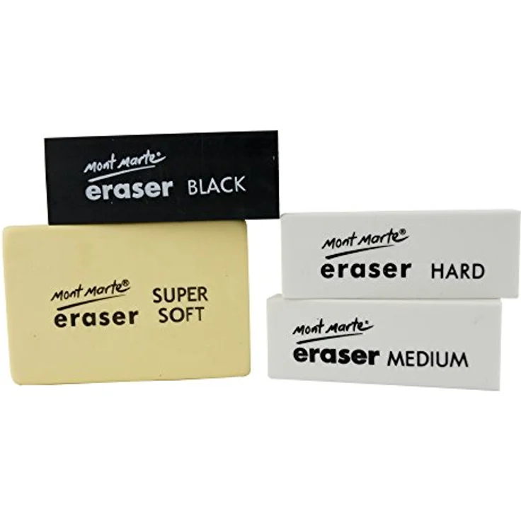 Mont Marte Radiergummi Set – 4 Stück – Premium Qualität – Ideal zum Radieren von Graphit und Kohle – Bild 5