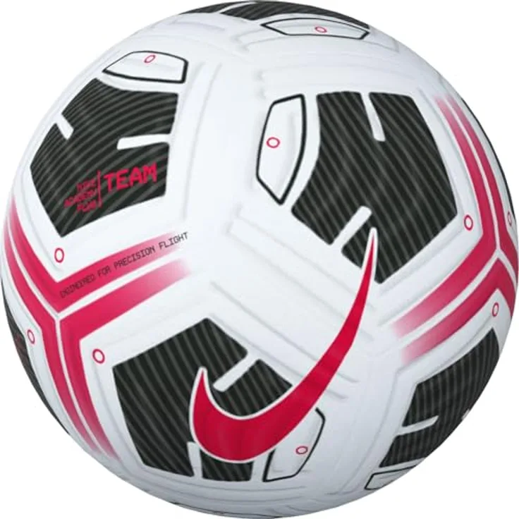 Nike FZ2979-100 Academy Plus, Freizeit-Fußball mit Aerowsculpt-Technologie und strukturierter Beschichtung, Unisex, Weiß/Schwarz/Hellrot, Größe 5