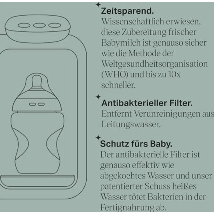 Tommee Tippee Perfect Prep Day & Night, Flaschenzubereiter mit digitalem Display und verstellbarer Lautstärke, schwarz – Bild 5