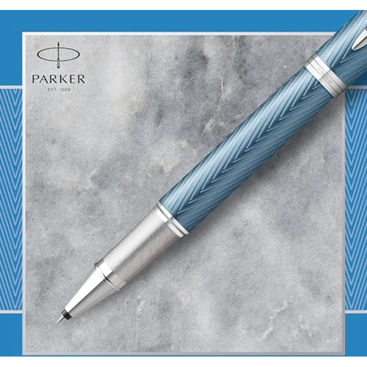 Parker IM Premium Rollerball-Stift, eleganter Schreibstift mit blaugrauem Metallic-Gehäuse und glatter Schreibspitze – Bild 4