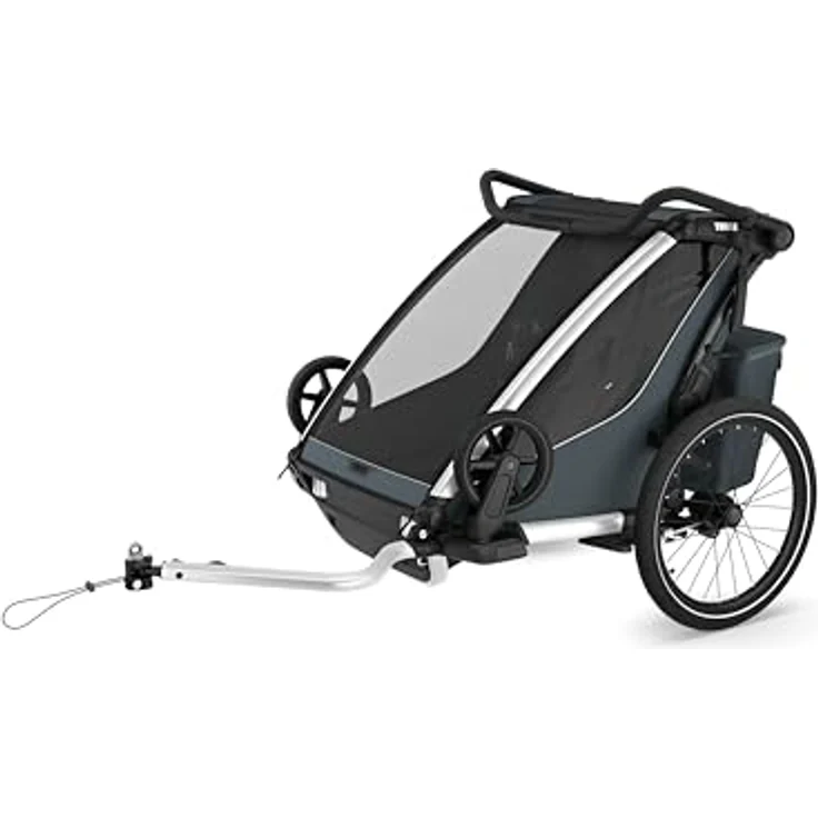 Thule Chariot Cross 2 Double, Fahrradkinderanhänger mit flexibler Nutzung, 5-Punkt-Gurtsystem, verstellbarer Federung, Regenverdeck und Sonnenblende – Bild 4