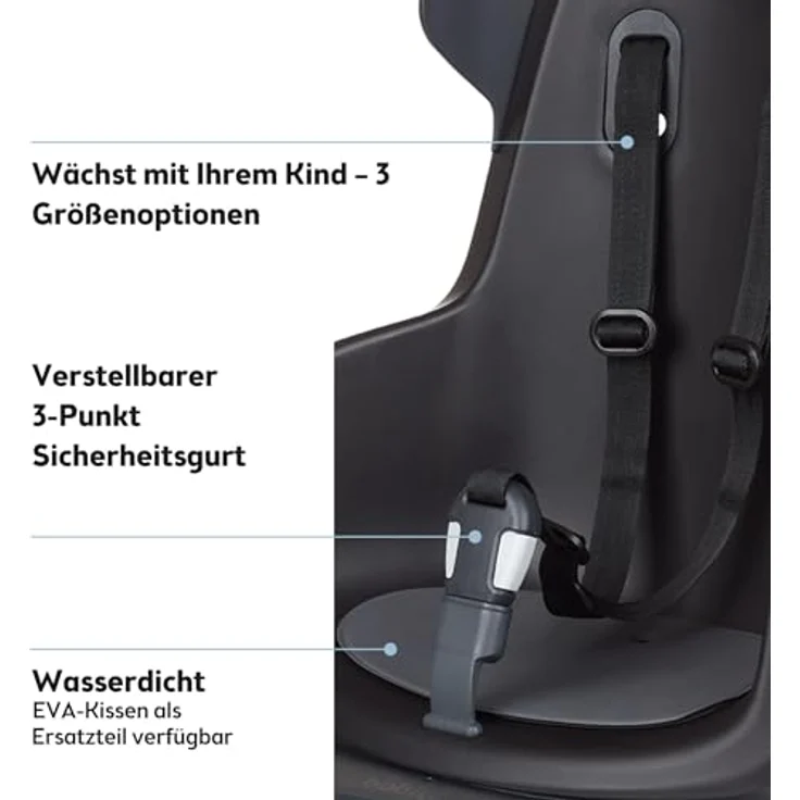 Bobike Fahrradkindersitz GO Kindersitz für Hinten mit Rahmenbefestigung 75101158 bis 6 Jahre, verstärkte doppelwandige Schale, Sicherheitsreflektor, Niederländisches Design – Bild 7
