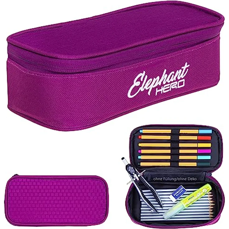 Elephant 3 Teile Set Trolley Hero Signature Schultrolley Schulranzen Trolly Sporttasche Mäppchen 12800 (Wild Berry Violett) - Umfangreicher Schulranzen mit 35L Stauraum und Alu Ausziehgriff – Bild 4