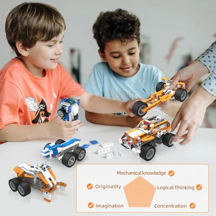 makerzoid STEM Coding Robot Kit - 26 in 1 programmierbares Scratch Jeep-Roboter-Set, RC Auto mit App Steuerung, 400+ Teile, für Kinder ab 6 Jahren – Bild 4