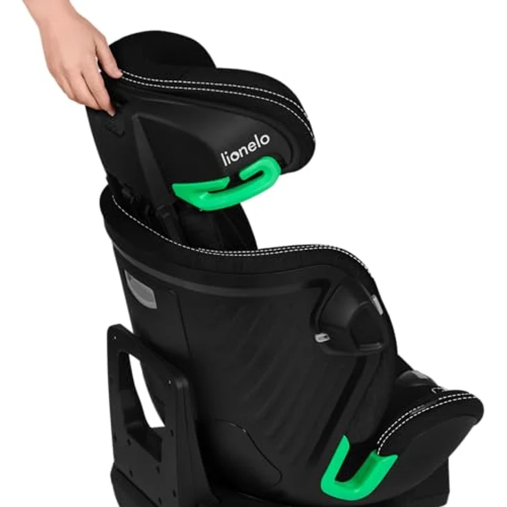 lionelo Autokindersitz Harmony I-Size, 360° drehbar, ISOFIX, Gürtelalarm, ab Geburt bis 12 Jahre, Bambusstoff, (Set) – Bild 6