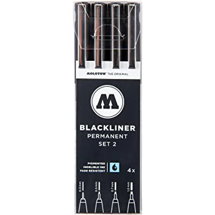 MOLOTOW BLACKLINER SET 2, Fineliner-Set schwarz, 4 St., Strichstärken 0,5 - 1,0 mm, wasserfest und dokumentenecht – Bild 5