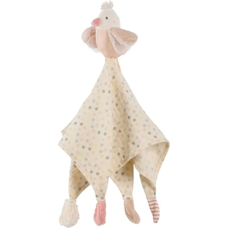 Fehn Musselin-Schmusetuch Vogel - Kuscheliges Schnuffeltuch für Babys mit Glow-in-the-dark Bestickung, 40 cm, Mehrfarbig – Bild 1