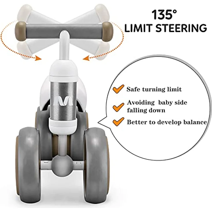 Kinder Laufrad ab 1 Jahr Balance Lauflernrad Spielzeug mit 4 Räder für 10 - 24 Monate Baby, Erst Rutschrad Fahrrad für Jungen Mädchen als Geschenke Silber – Bild 5