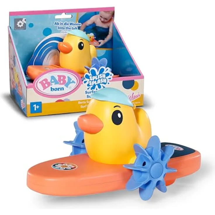 BABY Born Splish Splash Surfende Berta, Bade-Spielzeug mit Aufziehmechanismus, für Kinder ab 1 Jahr, blau - 837146 Zapf Creation