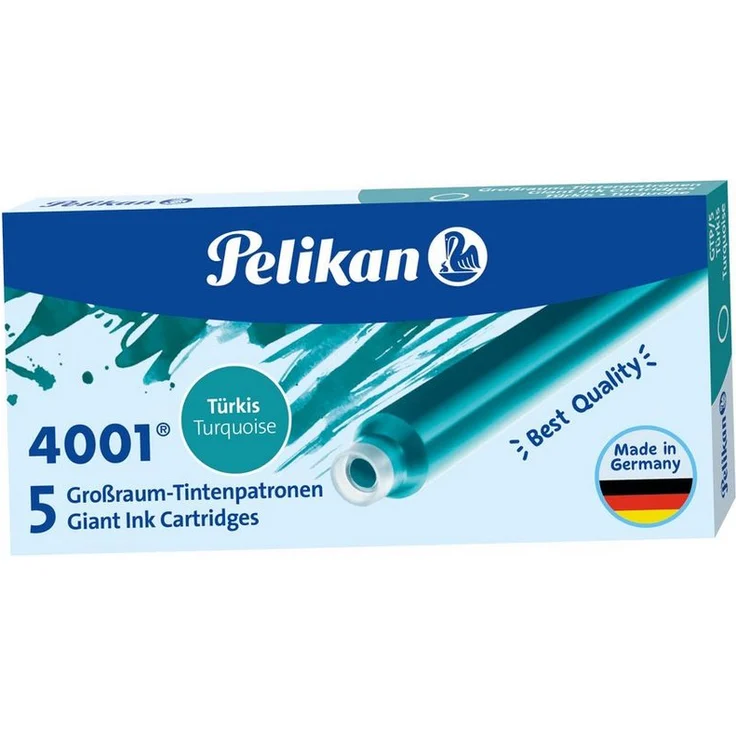 Pelikan Füllfederhalter Pelikan Großraum-Tintenpatronen 4001 GTP/5, türkis mit qualitativ hochwertiger Tinte und gutem Tintenfluss – Bild 1