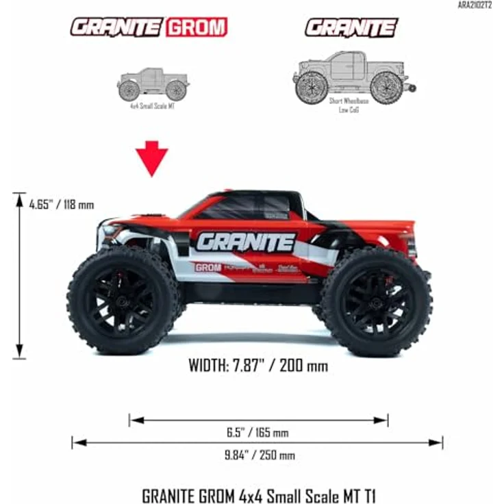 Arrma 2102T2 Granit Grom 4x4 Smart Small Scale Mt Red – Bild 3