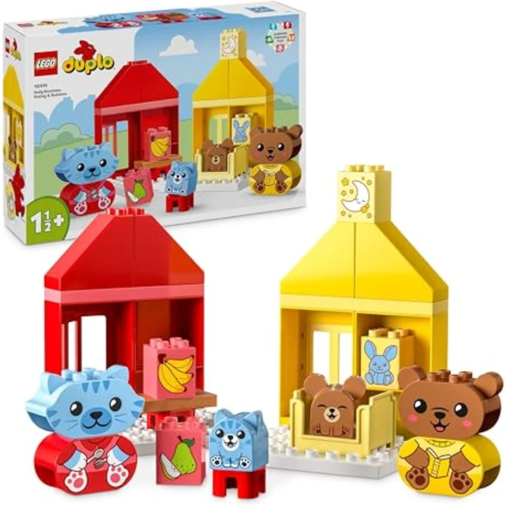 LEGO DUPLO Alltagsroutinen: Essen & Schlafenszeit, Kleinkind-Lernspielzeug zur Förderung der sozialen und emotionalen Entwicklung, mit 4 Tierfiguren, Geschenk für Kinder ab 18 Monaten 10414 – Bild 1