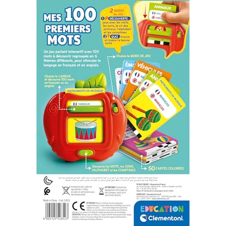 Clementoni My First 100 Words Bilingual, Lernspiel für Kinder ab 2 Jahren, Französisch, Kunststoff – Bild 3
