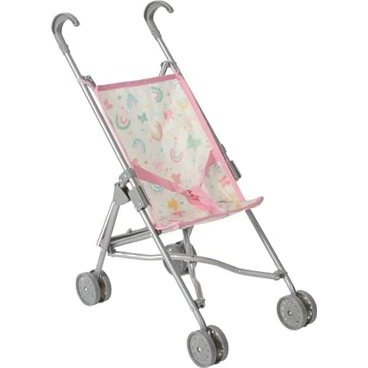 Bayer Chic 2000 Puppenbuggy Funny, Mini-Buggy für Puppen bis 50 cm, zusammenklappbar, Schmetterlinge rosa/pink, Schieberhöhe 55 cm – Bild 1