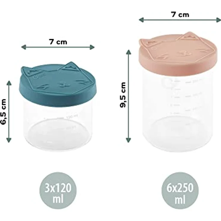 Babymoov Isy Bowls Set, 9-teiliges Babynahrungsbehälter Set aus Borosilikatglas, inkl. 6 x 250 ml und 3 x 120 ml, auslaufsicher mit Silikondichtungen, spülmaschinenfest – Bild 5