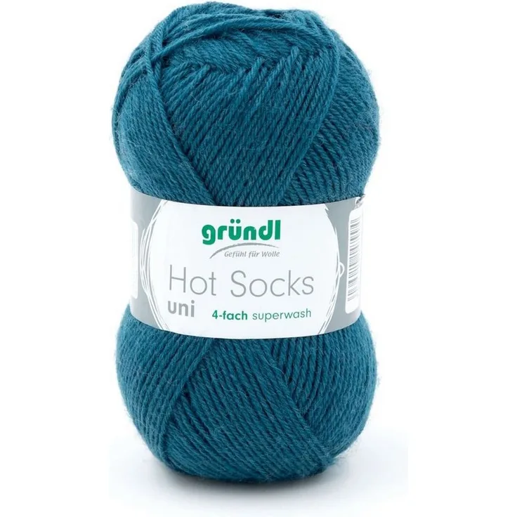 Gründl Gründl Wolle Hot Socks uni 50 g petrol Häkelwolle, strapazierfähiges Sockengarn mit superwash-Ausrüstung