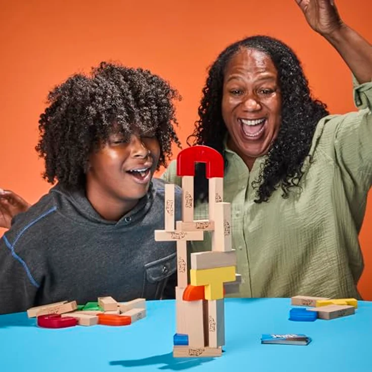 Hasbro Gaming Jenga Ergänzung: Freier Fall, mit bunten kuriosem Klötzen und Sabotagekarten, erfordert Jenga Spiel, ab 6 Jahren – Bild 4